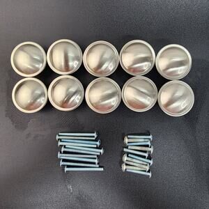 Lot of 10 Brushed Chrome Cabinet Knobs Stainless Round Drawer Pulls 1.5" Heavy